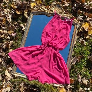 Flowy Pink Halter Top Romper from LUSH